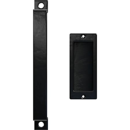 Ekena Millwork 11" Pull Handle & 6" Flush Pull for 1 3/8" Doors, Black GB6001PP3116BL